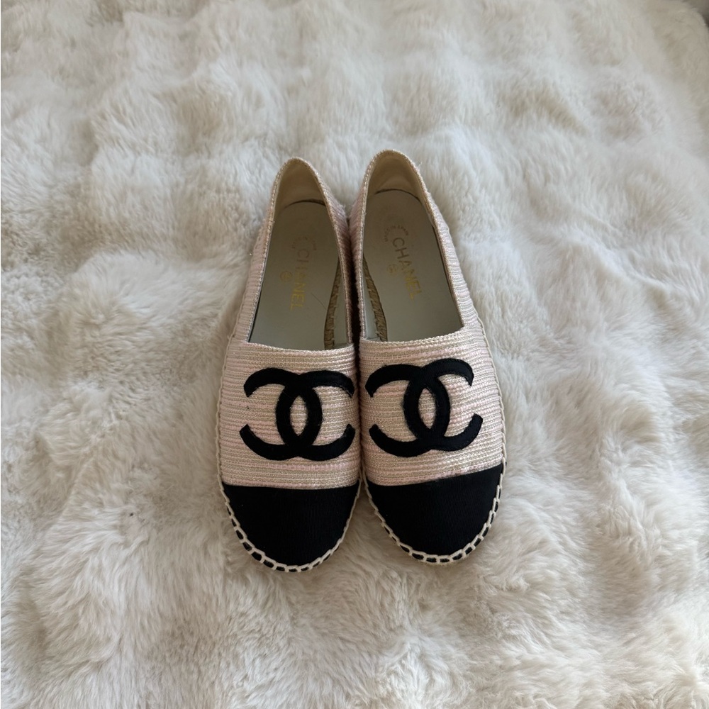 Pink and Black CC Espadrille Flats